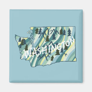 Washington Staat Map Illustration Magnet