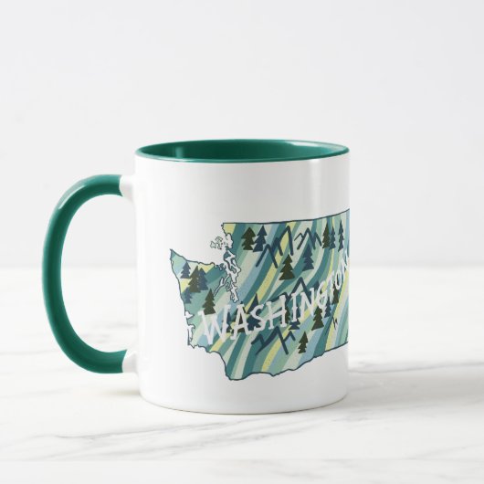 Washington Staat Map Illustration Tasse (Links)