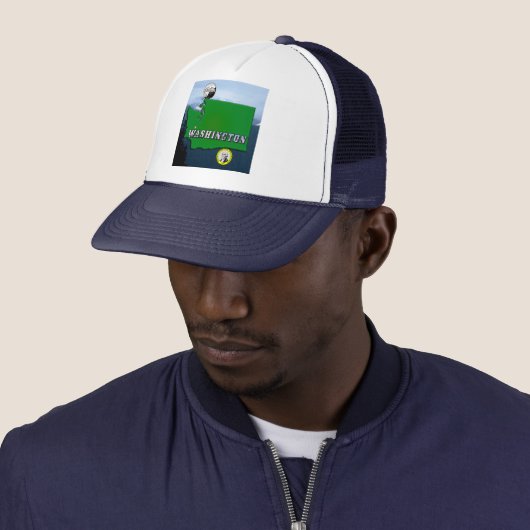 Washington Staat Map Imitate Viertel, Siegel, Berg Truckerkappe (Beispiel)