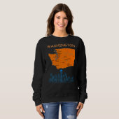 Washington Staat Map Major Cities City Skyline Sweatshirt (Vorne ganz)