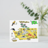 Washington Staat Map mit Touristenzielen Postkarte (Stehend Vorderseite)