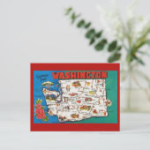 Washington Staat Map Postcard Postkarte (Stehend Vorderseite)