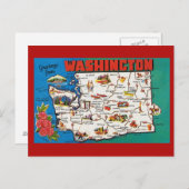 Washington Staat Map Postcard Postkarte (Vorne/Hinten)