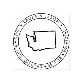 Washington Staat Map Rücksendeadresse Wood Gummistempel