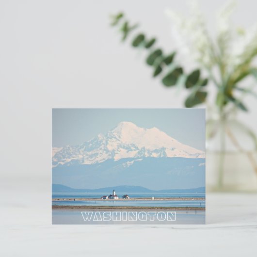 Washington Staat Mount Baker and Lighthouse Travel Postkarte (Stehend Vorderseite)