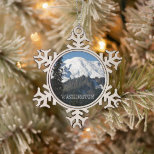 Washington Staat Mount Rainier Schneeflocken Zinn-Ornament