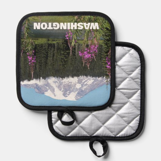 Washington Staat Mount Rainier Wildblumen Topflappen (Vorderseite/Rückseite)