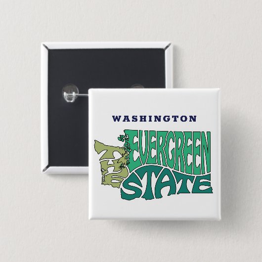 Washington Staat Nickname Word Art Button (Vorne & Hinten)