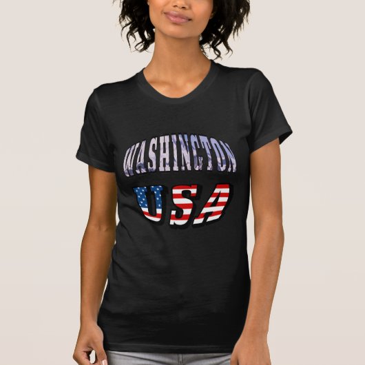 Washington Staat Picture und USA Flag Text T-Shirt (Vorderseite)