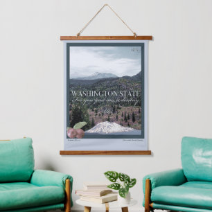 Washington Staat Poster Art Wandteppich Mit Holzrahmen