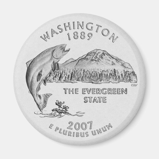 Washington Staat Quarter Gray Magnet (Vorne)