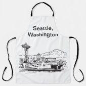 Washington Staat Seattle Ferry Line Art Schürze (Vorderseite)