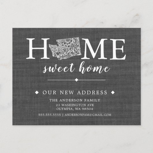 WASHINGTON Staat-Statuskarte Ankündigungspostkarte (Vorderseite)