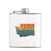 Washington Staat Tree Silhouette Flachmann (Vorderseite)