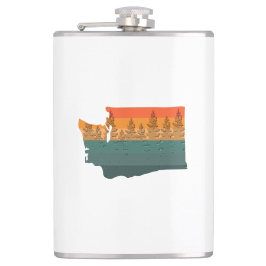 Washington Staat Tree Silhouette Flachmann (Vorderseite)