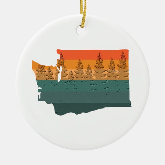 Washington Staat Tree Silhouette Keramik Ornament (Vorne)
