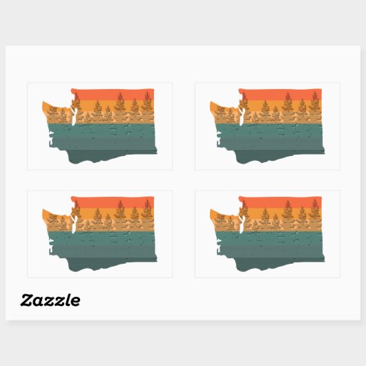 Washington Staat Tree Silhouette Rechteckiger Aufkleber (Blatt)