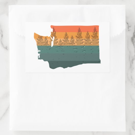 Washington Staat Tree Silhouette Rechteckiger Aufkleber (Tasche)