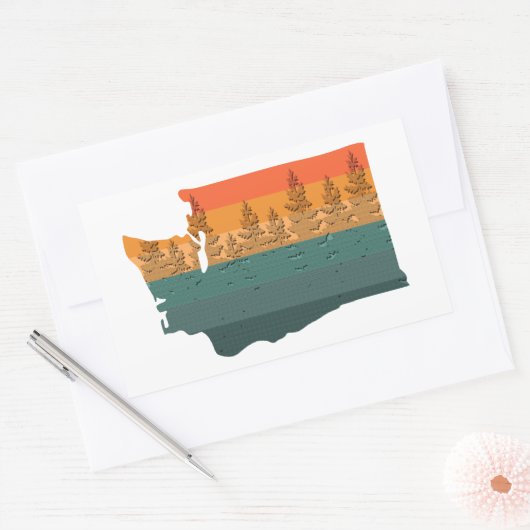 Washington Staat Tree Silhouette Rechteckiger Aufkleber (Umschlag)