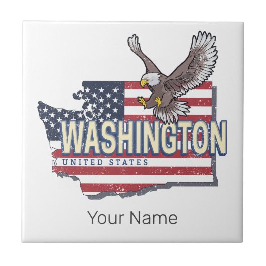 Washington Staat United Staaten Map USA Souvenir Fliese (Vorderseite)