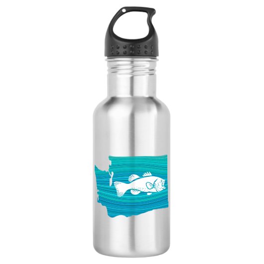 Washington Staat Wave Fishing Edelstahlflasche (Vorderseite)