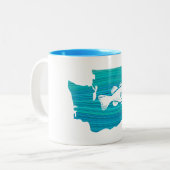 Washington Staat Wave Fishing Zweifarbige Tasse (Vorderseite Links)