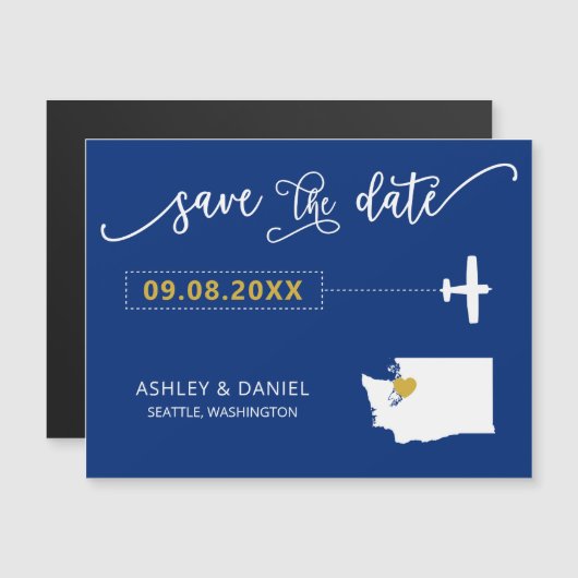Washington Staat Wedding Save the Date Card, Map Magneteinladung (Vorne/Hinten)