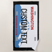 Washington-Staatslizenzplatte fertigen Strandtuch (Vorderseite)