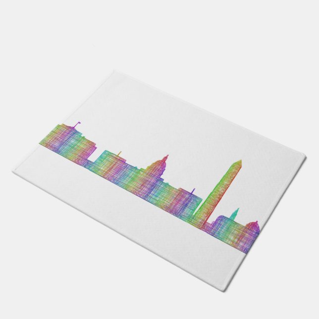 Washington-Stadt-Skyline Fußmatte (Schrägansicht)