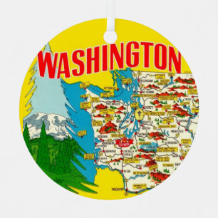 Washington State anpassbare Karte Ornament Aus Metall