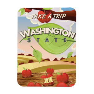 Washington State Apfelbaum Reiseplakat Cartoon. Magnet