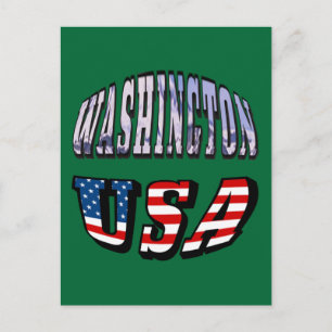 Washington State Bild und USA-Flagge Text Postkarte