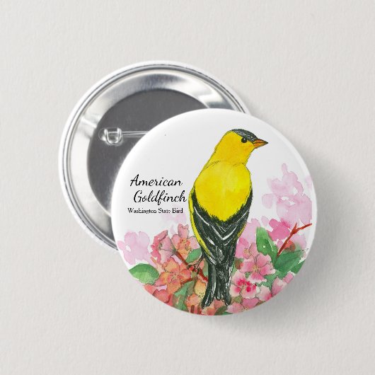 Washington State Bird American Goldfinch Button (Vorne & Hinten)