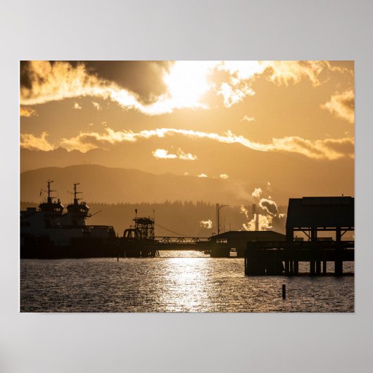 Washington State Ferries At Sunset Photography Poster (Vorne)