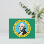 Washington State Flag Green Field Portrait 1889 Postkarte (Stehend Vorderseite)