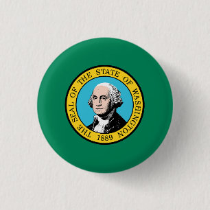 Washington State Flag USA Button