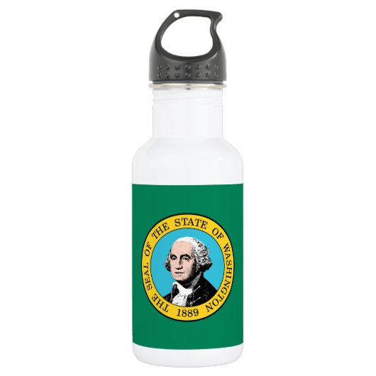Washington State Flagge Edelstahlflasche (Vorderseite)