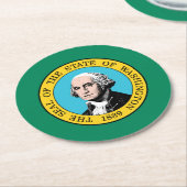 Washington State Flagge Runder Pappuntersetzer (Angewinkelt)