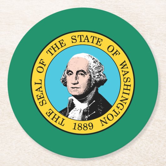 Washington State Flagge Runder Pappuntersetzer (Vorderseite)