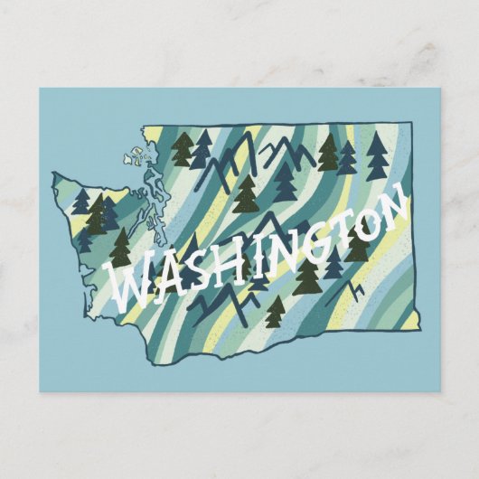 Washington State Illustrated Map Postkarte (Vorderseite)