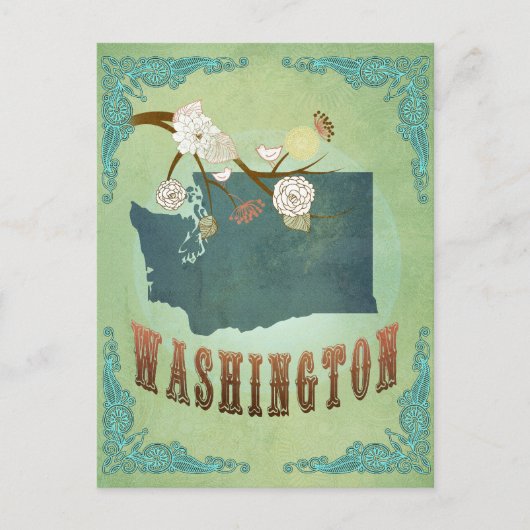 Washington State Karte – Grün (Vorderseite)