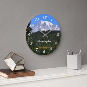Washington State Mount Rainier Foto Große Wanduhr