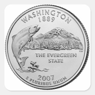 Washington State Quarter-Münze Quadratischer Aufkleber