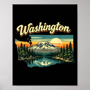 Washington State Sonnenuntergang Berg Wald See Sze Poster