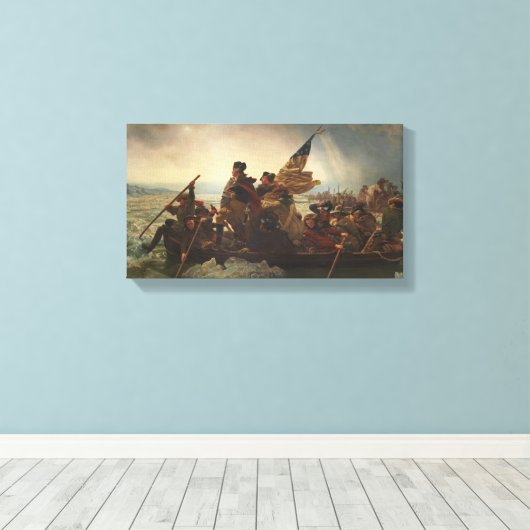 Washington überquert das Delaware-Gemälde Leinwanddruck (Insitu (Holzboden))