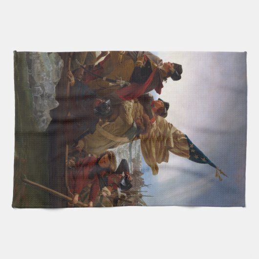 Washington überquert das Delaware Geschirrtuch (Horizontal)