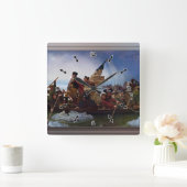 Washington überquert Delaware durch Emanuel Leutze Quadratische Wanduhr (Zuhause)