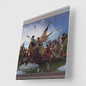 Washington überquert Delaware durch Emanuel Leutze Quadratische Wanduhr (Winkel)