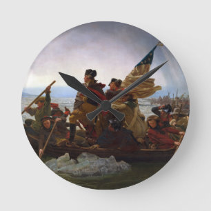 Washington überquert Delaware durch Emanuel Leutze Runde Wanduhr