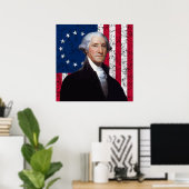 Washington und die amerikanische Flagge Poster (Heimbüro)